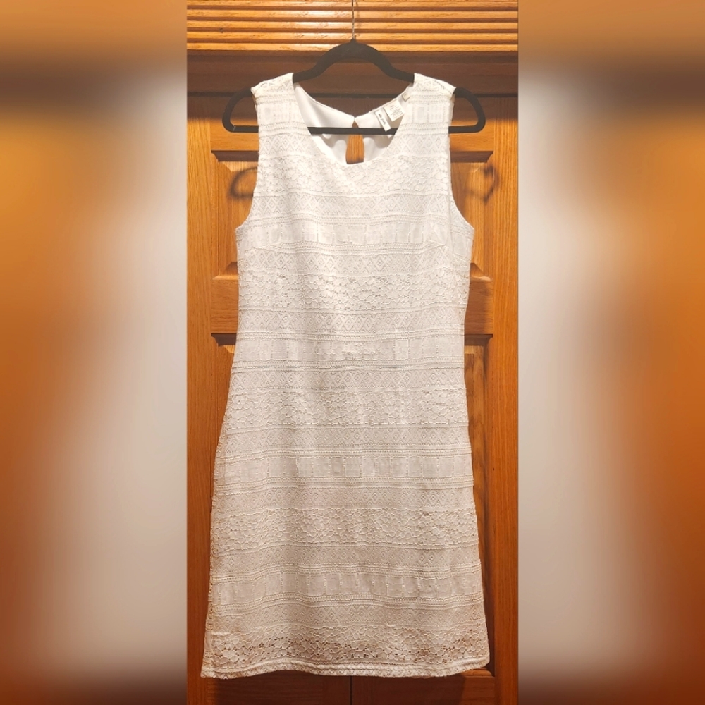 Miss Pinky White Lace Dress Sz L